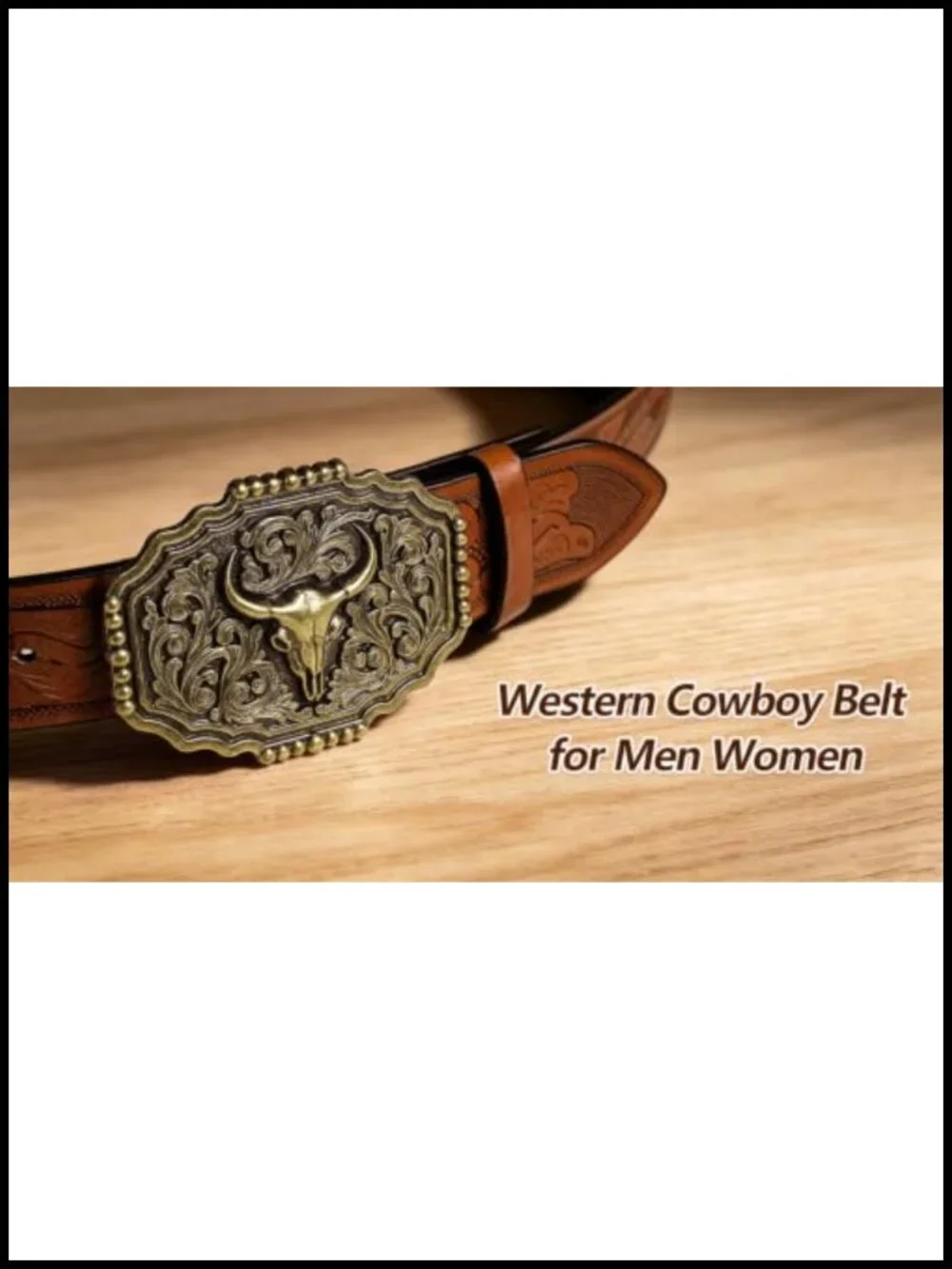 Western Cowboy Belt Men's Bull Big Buckle 1.38